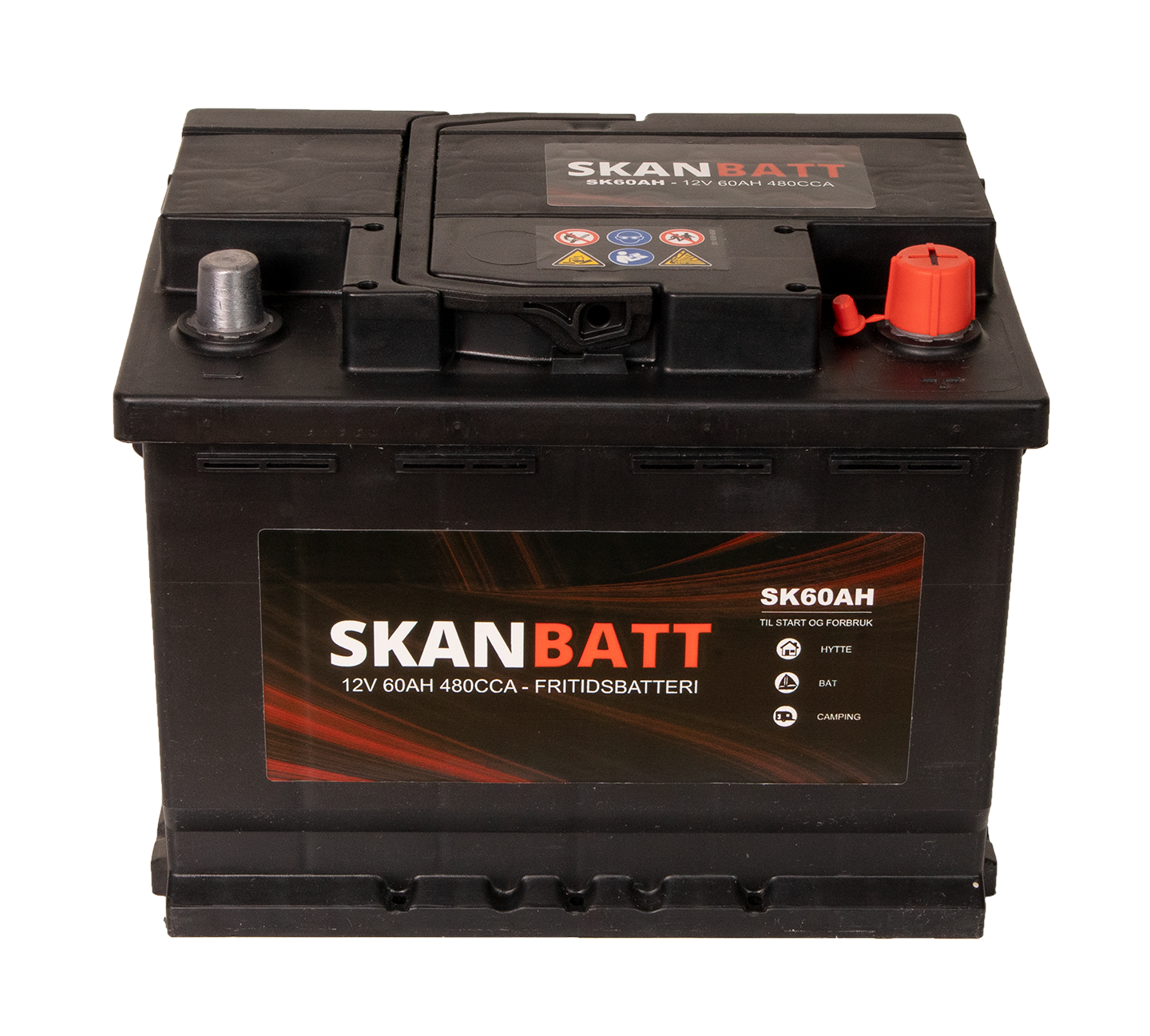 Skanbatt Fritidsbatteri 12V 60Ah 480Cca +Høyre label detail