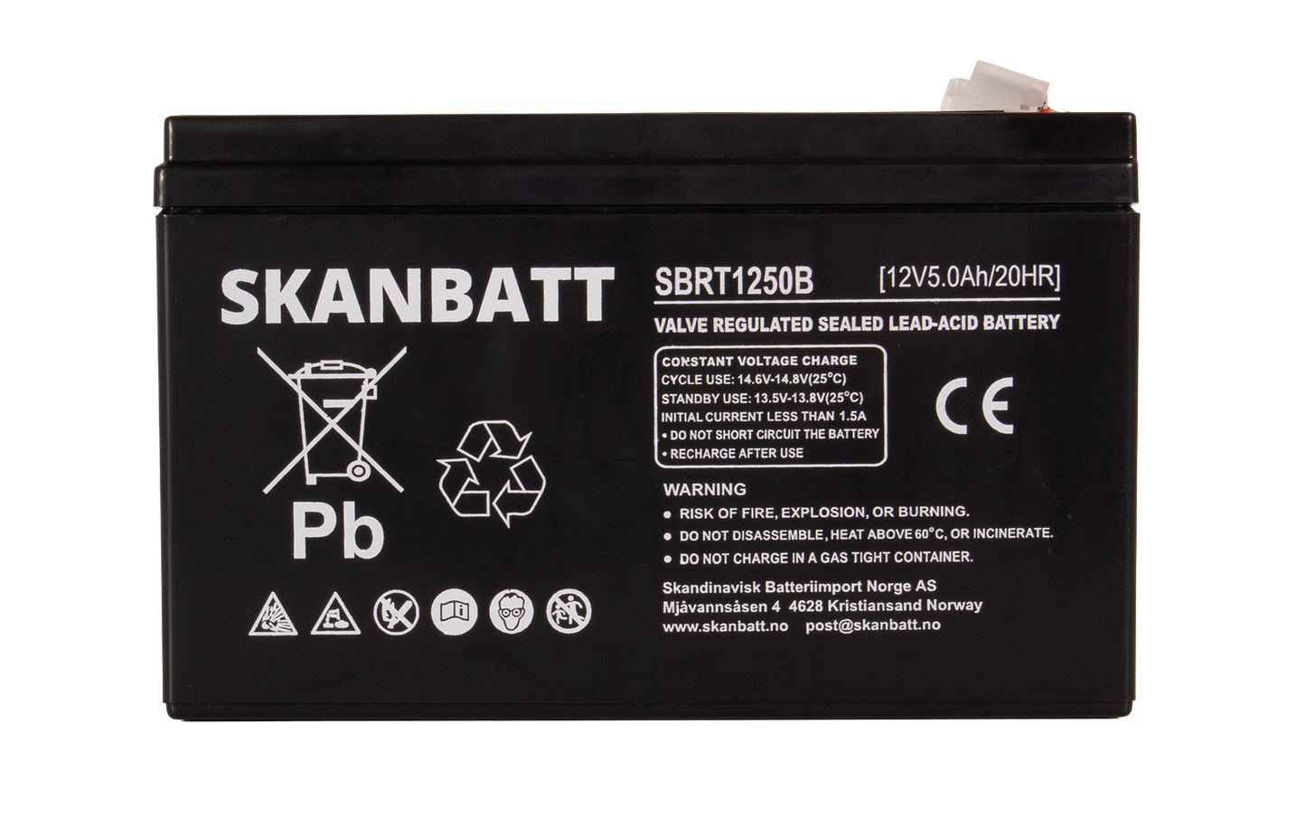 RITAR AGM Batteri 12V 5AH (150x50x100mm) (RT1250B)