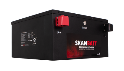 SKANBATT Premium Lithium - 12V 470Ah 200A BMS - Bluetooth - Heat - 360x350x190mm - 8 Års garanti - "Under sätet" modell