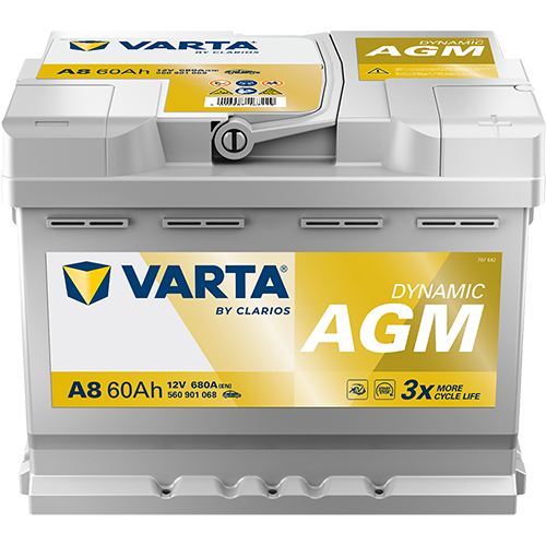 Varta Silver Dynamic Agm Batteri 12V 60Ah 680Cca +Høyre A8 shown in product view