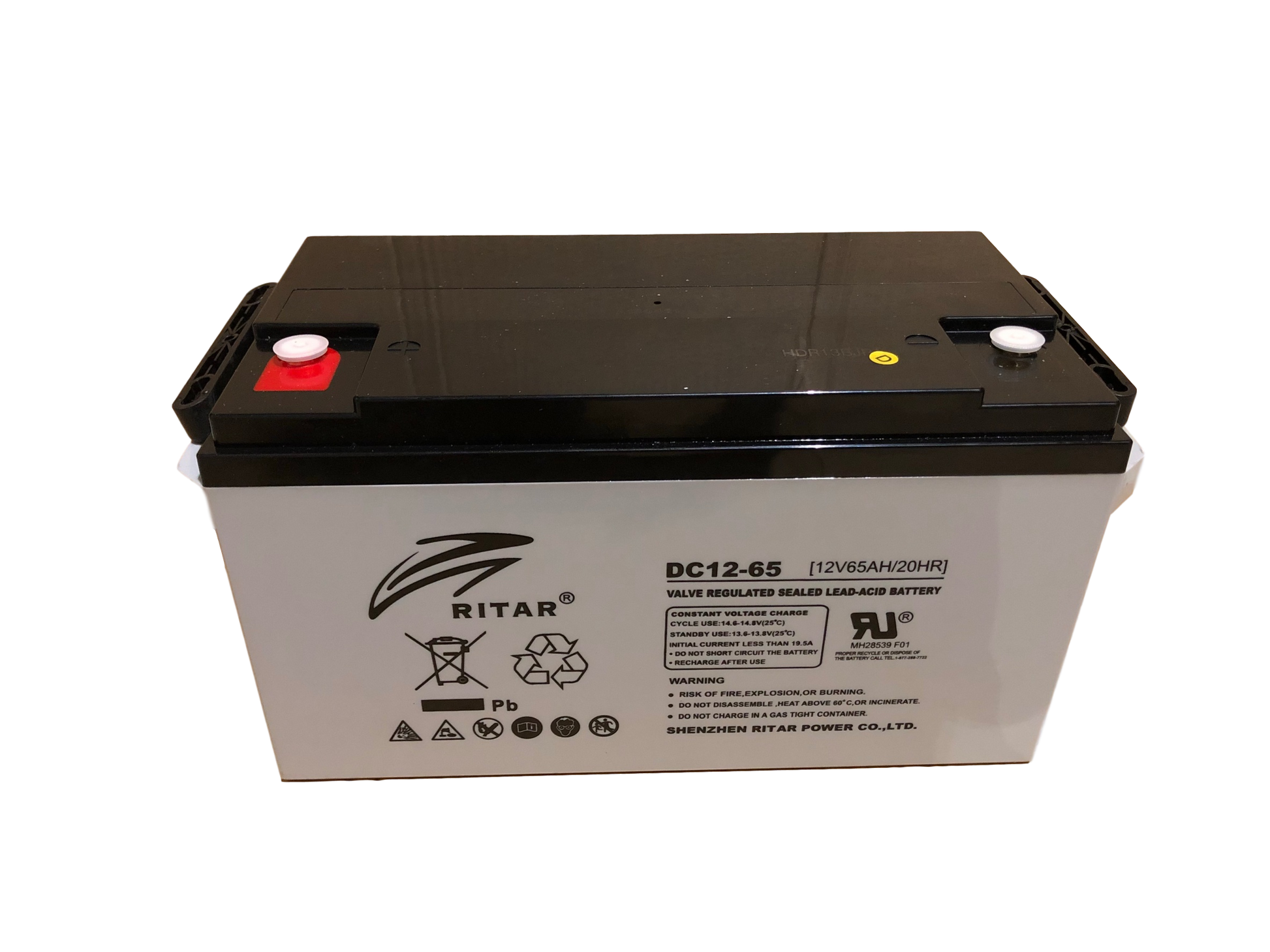 Ritar Agm Deep Cycle Batteri 12V 65Ah +Venstre (Ra12-65) shown in product view