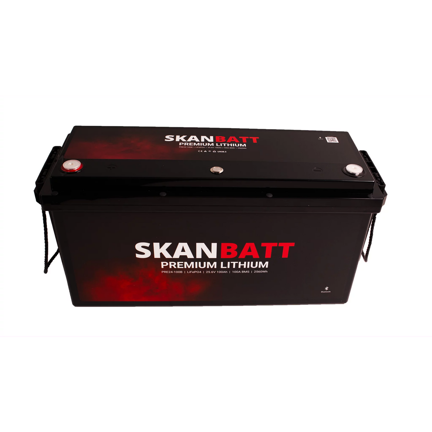 SKANBATT Premium Lithium - 24V 100Ah 100A BMS - 502x186x242mm - Bluetooth - Heat - 8 Års garanti