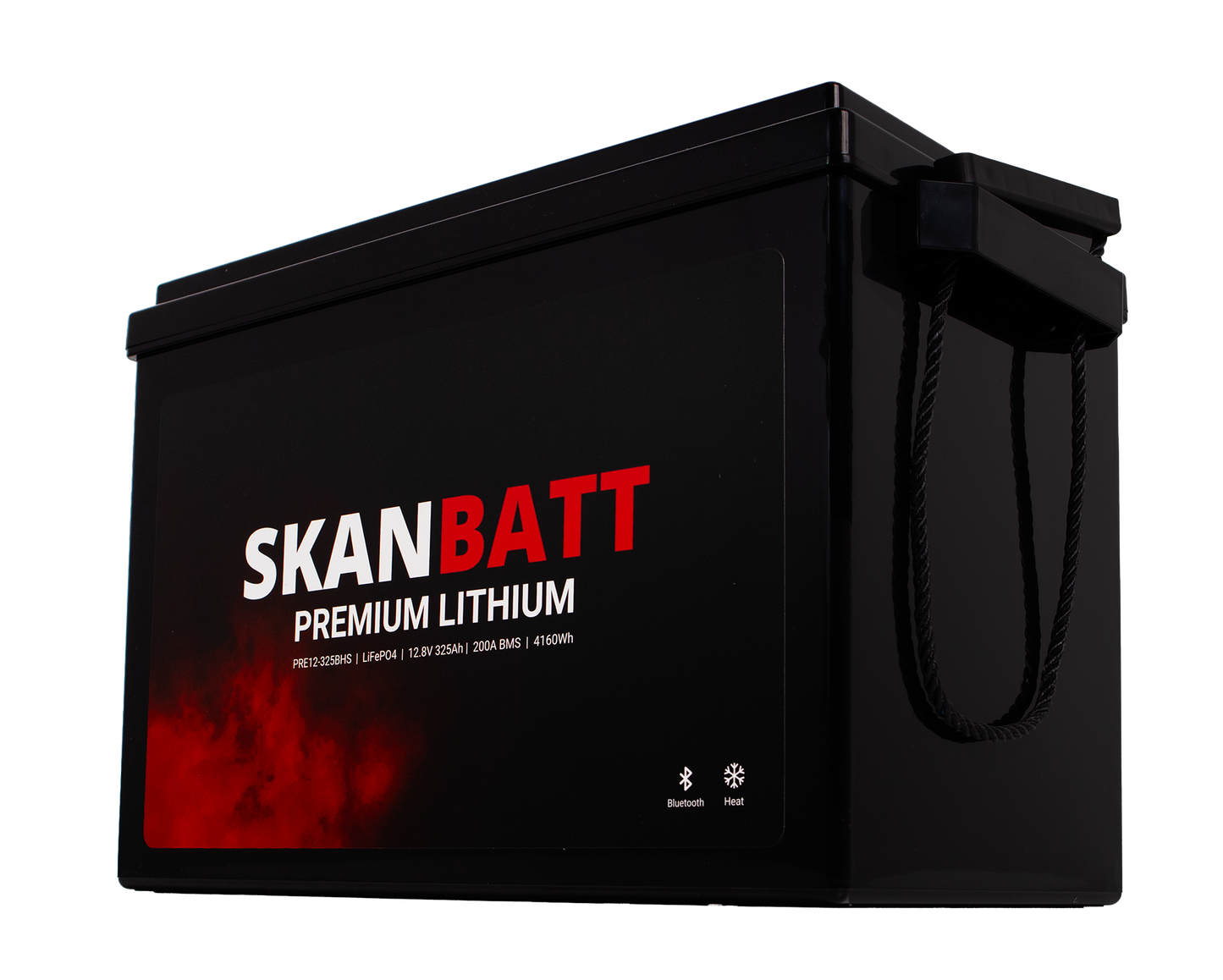 SKANBATT Premium Lithium - 12V 325Ah 200A BMS - Bluetooth - Heat - 345x190x245mm - 8 Års garanti