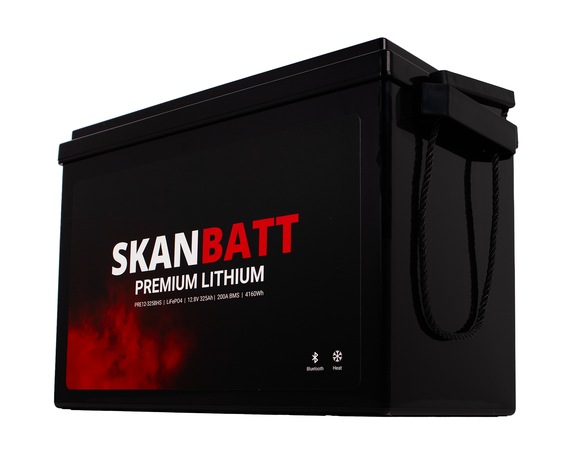 SKANBATT Premium Lithium - 12V 325Ah 200A BMS - Bluetooth - Heat - 345x190x245mm - 8 Års garanti
