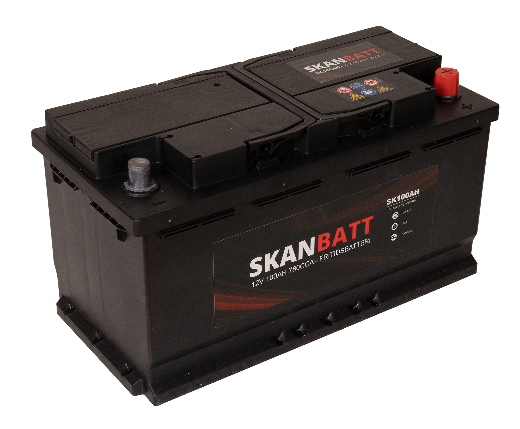 Skanbatt Fritidsbatteri 12V 100Ah 780Cca +Høyre label detail