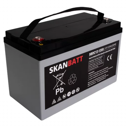 RITAR AGM Deep Cycle Batteri 12V 120AH C10 (328x172x222mm) +vänster