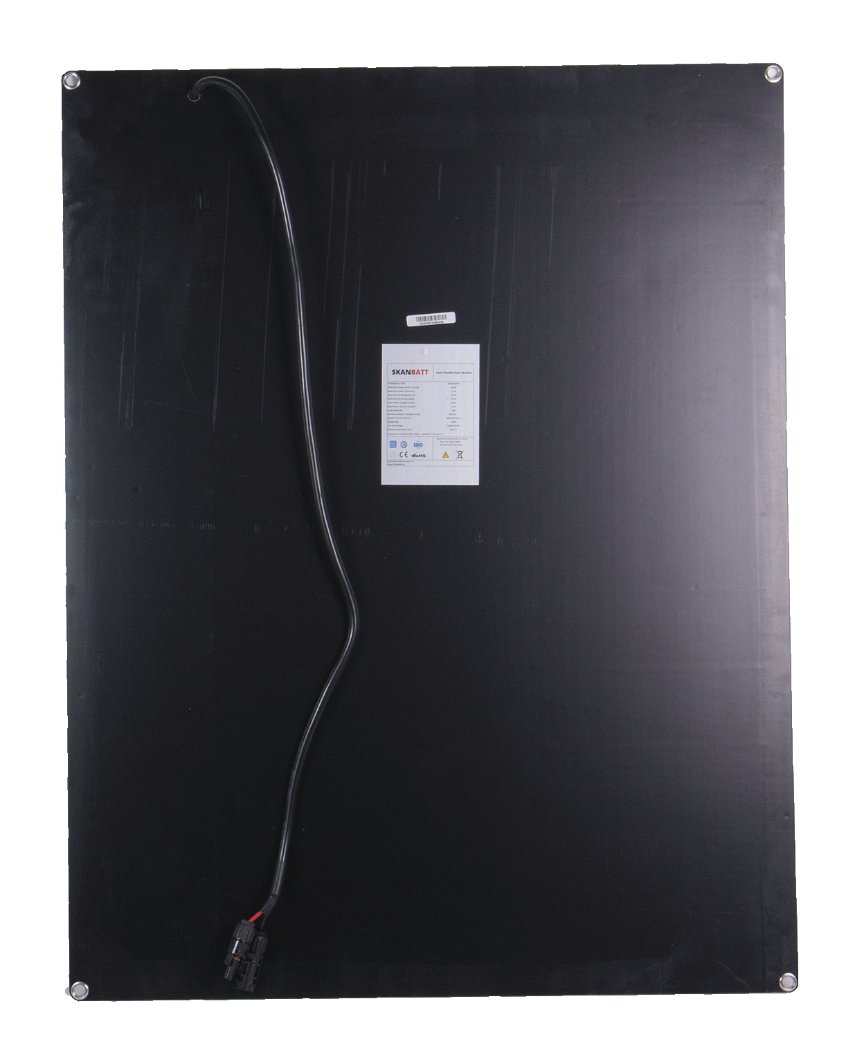 Skanbatt Fleksibelt Solcellepanel 100W - Etfe - 860X670X3Mm shown in angle view