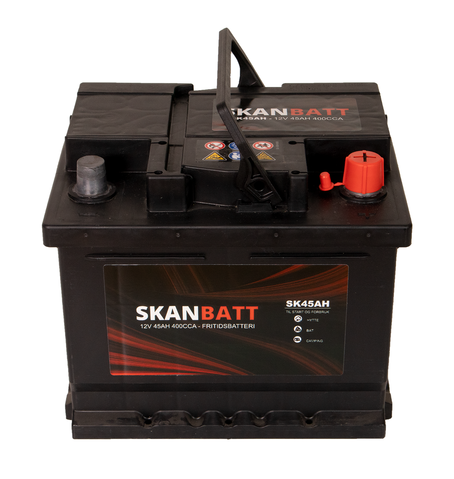 Skanbatt Fritidsbatteri 12V 45Ah 400Cca +Høyre label detail