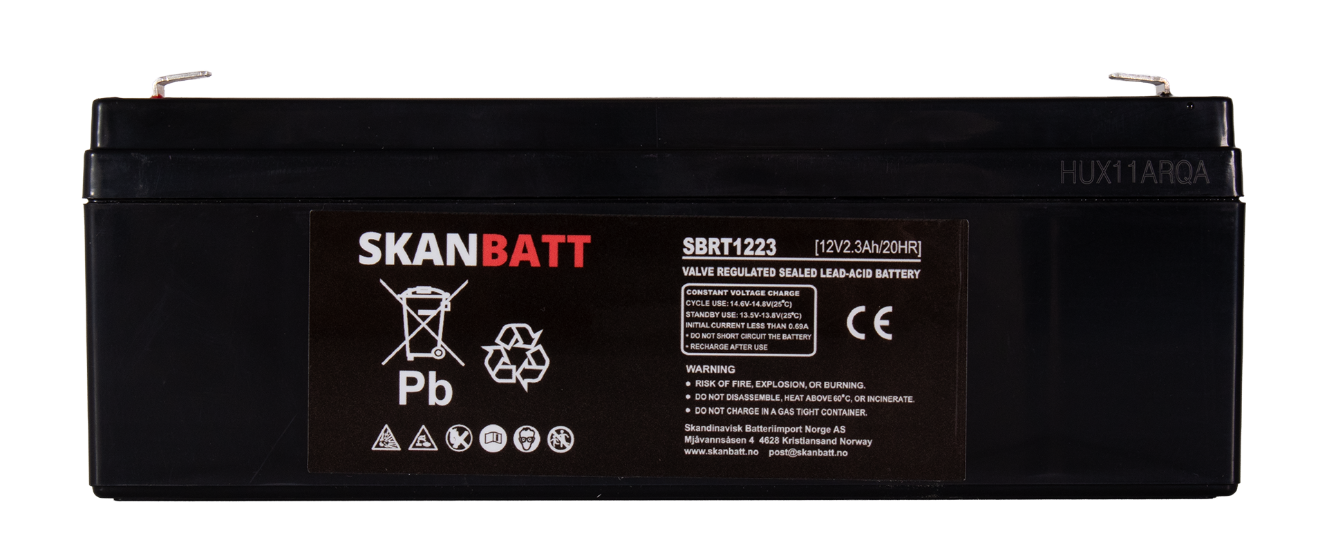 SKANBATT AGM Batteri 12V 2,3AH (178x35x61mm) F1