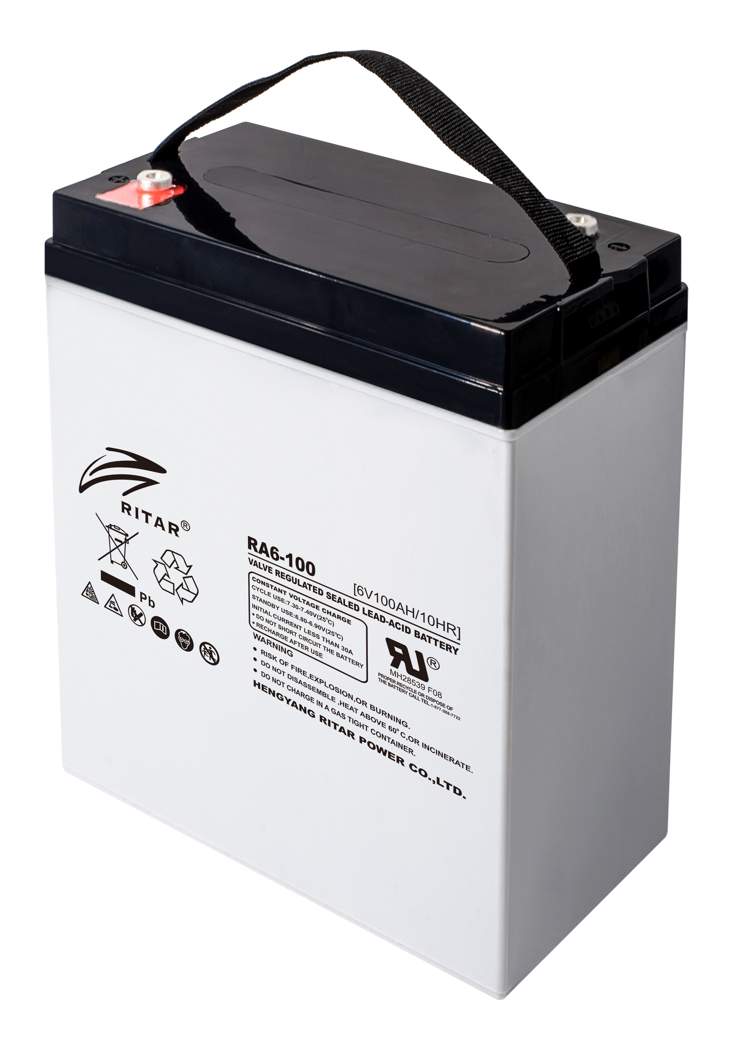 Ritar Agm Deep Cycle Batteri 6V 100Ah +Diagonalt shown in product view