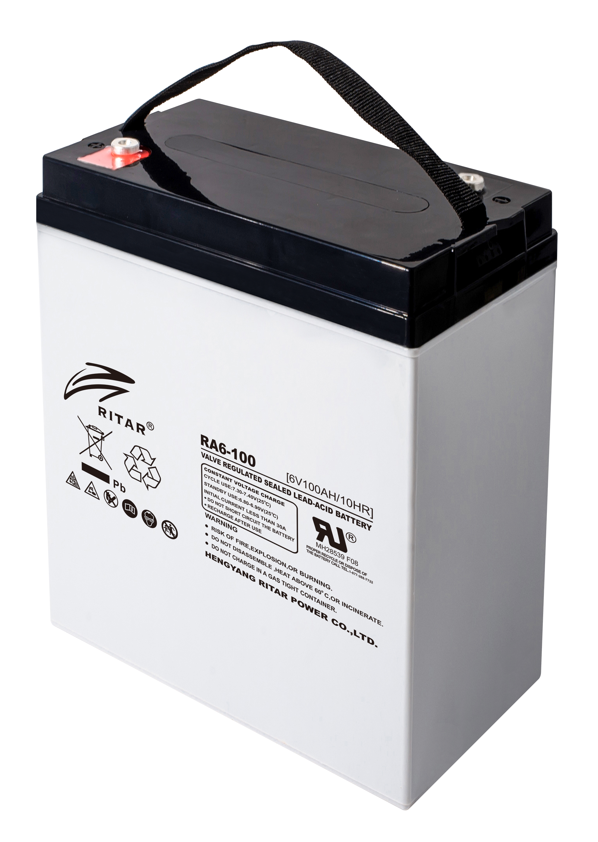 Ritar Agm Deep Cycle Batteri 6V 100Ah +Diagonalt shown in product view