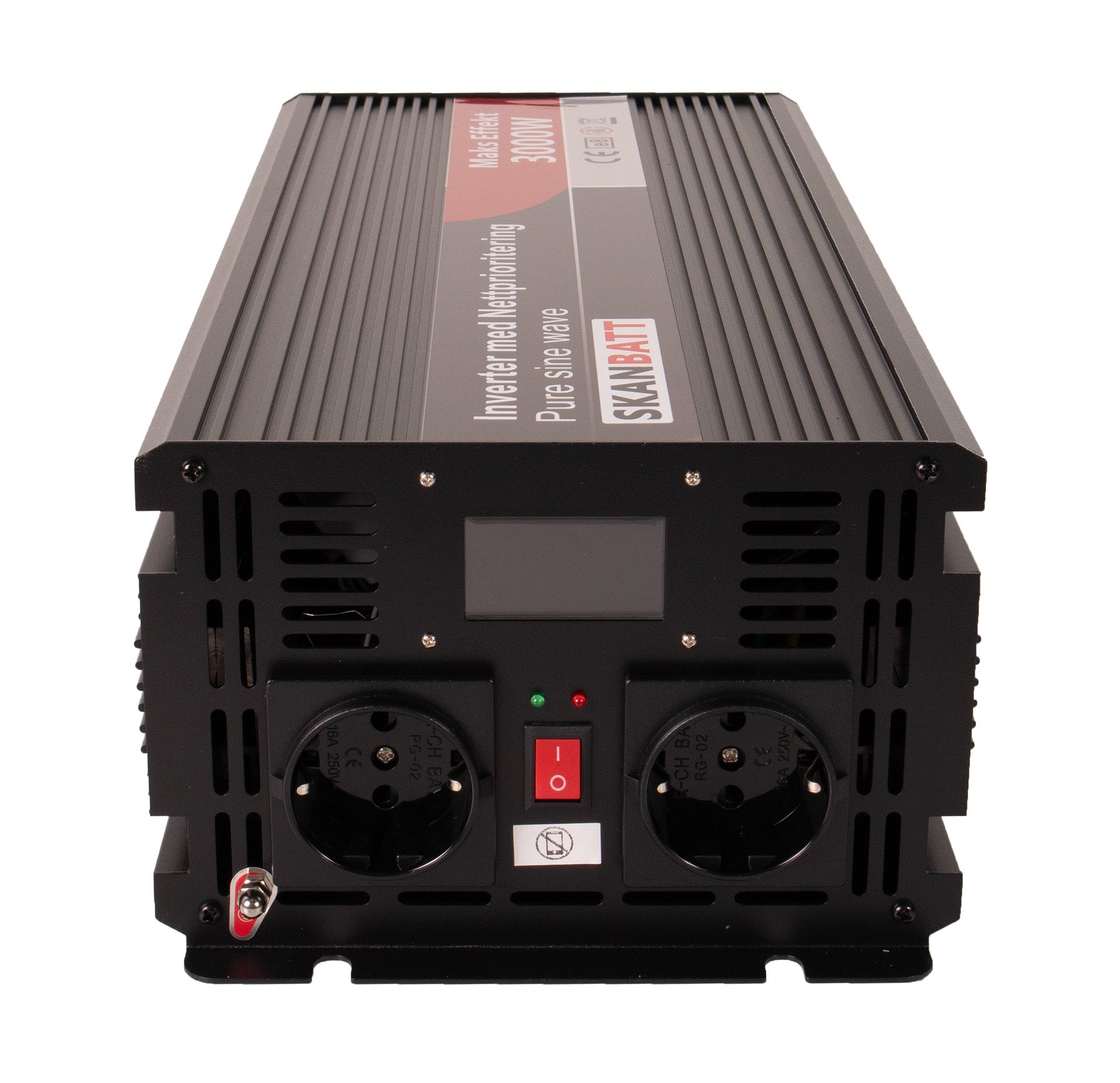 Skanbatt Inverter 12V 3000W Ren Sinus Med Nettprioritering, Trådløs Fjernkontroll shown in detail view