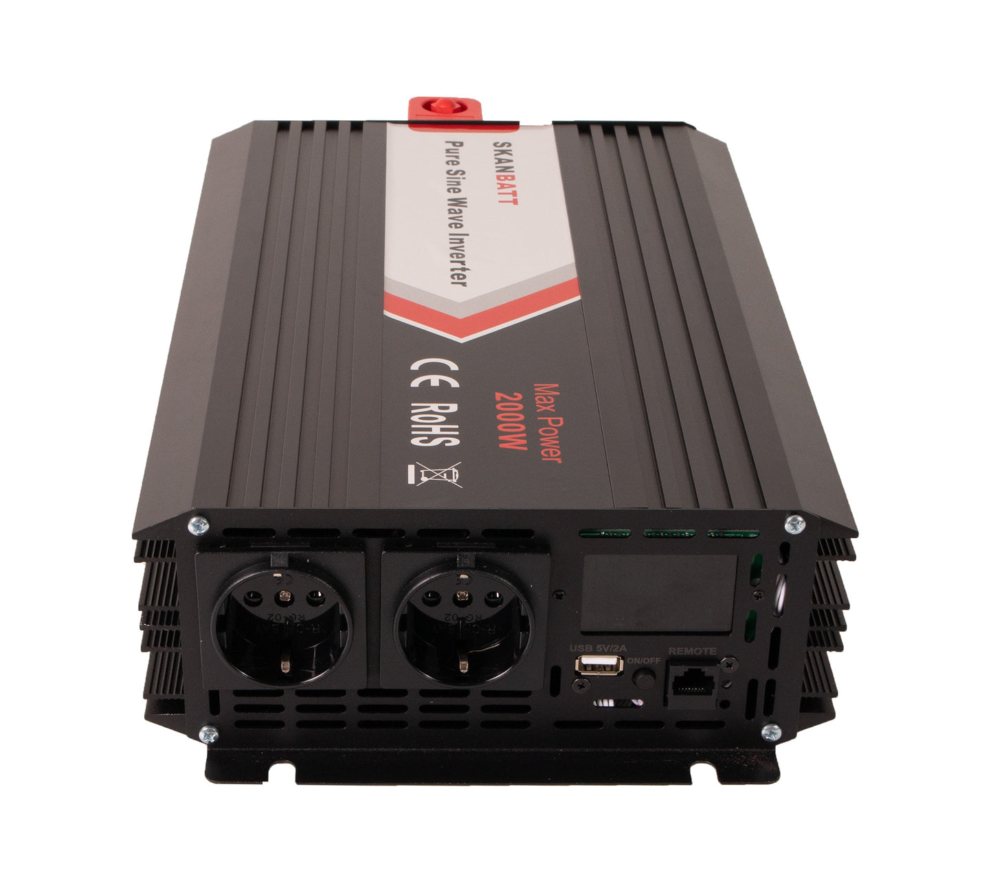 Skanbatt Inverter 12V 2000W Ren Sinus M/Trådløs Fjernkontroll shown in detail view