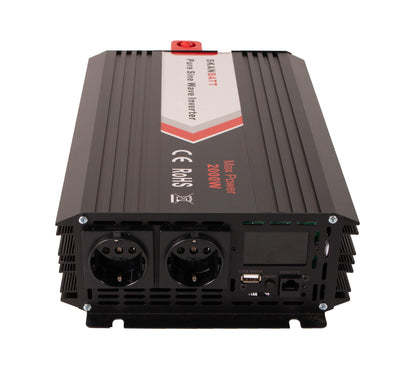 Skanbatt Inverter 12V 2000W Ren Sinus M/Trådløs Fjernkontroll shown in detail view