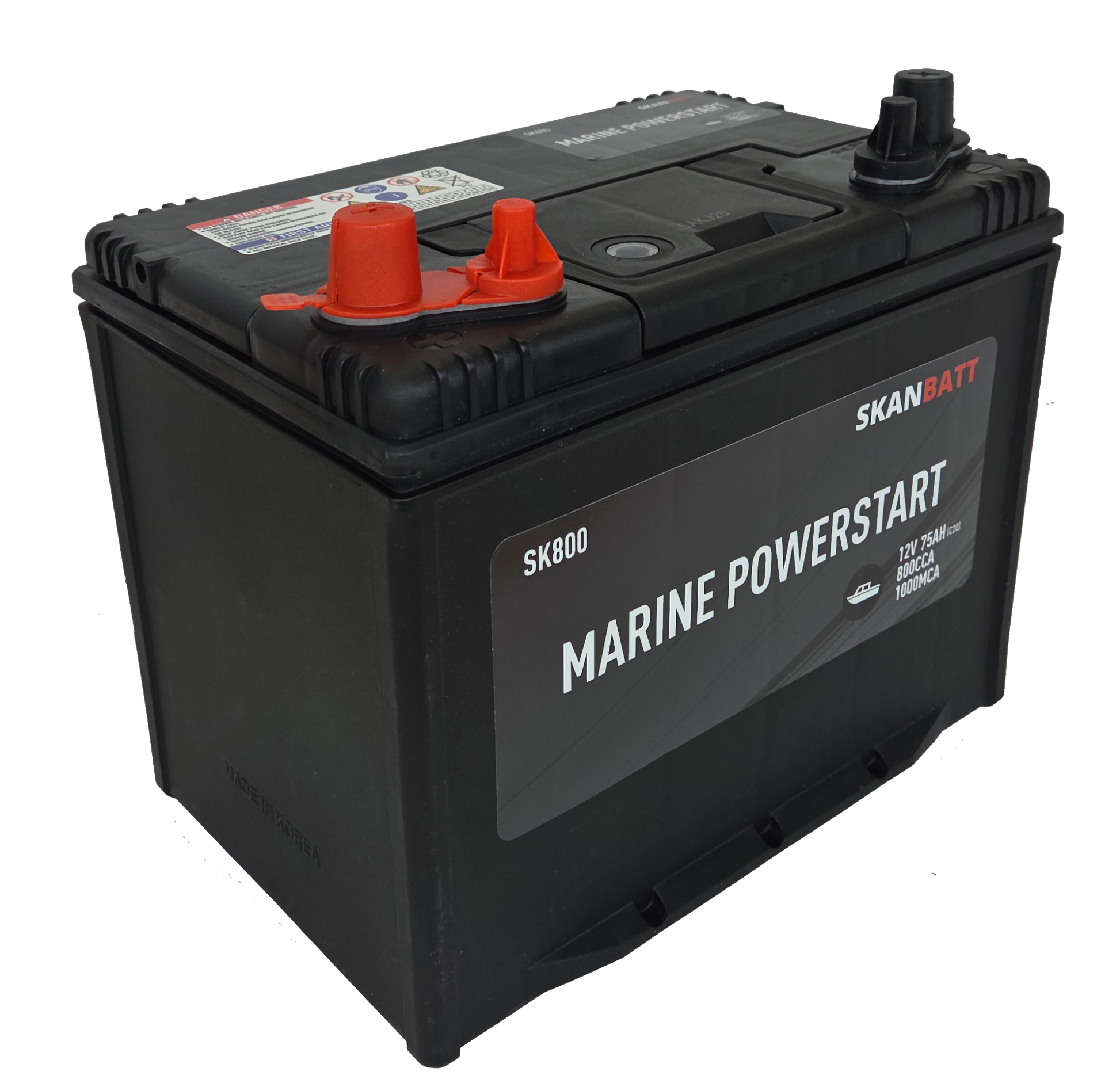 Marinbatteri - 12V 75Ah 800CCA +vänster marinpol