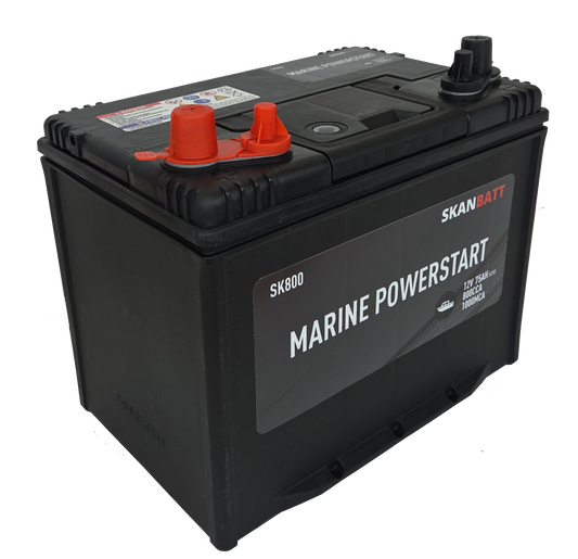 Marinbatteri - 12V 75Ah 800CCA +vänster marinpol