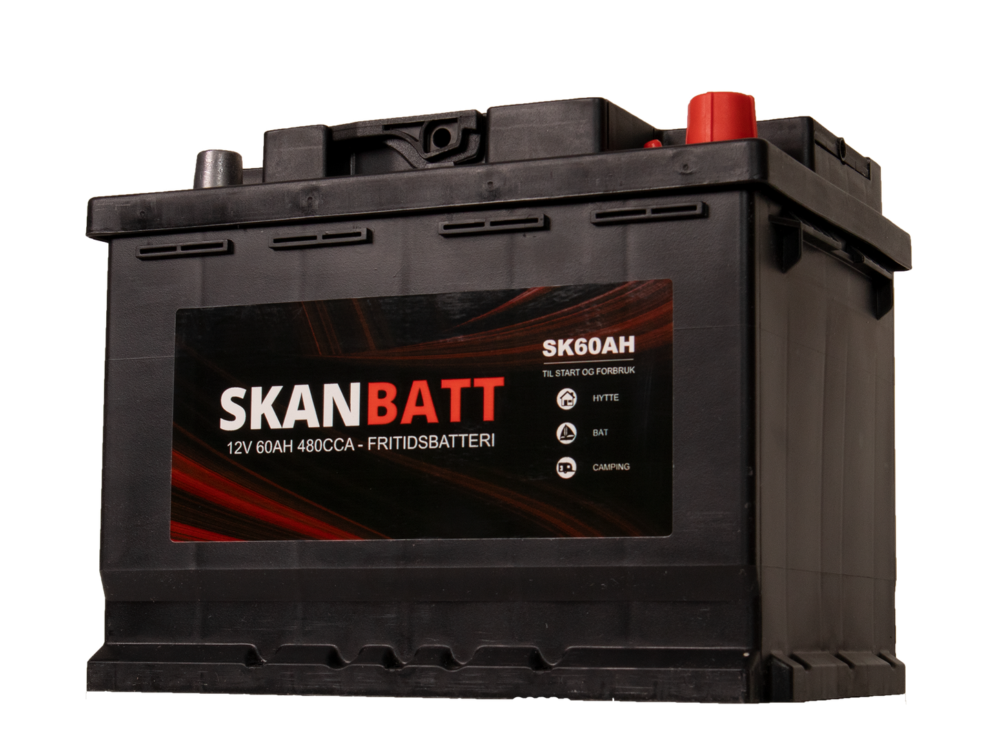 Skanbatt Fritidsbatteri 12V 60Ah 480Cca +Høyre shown in detail view