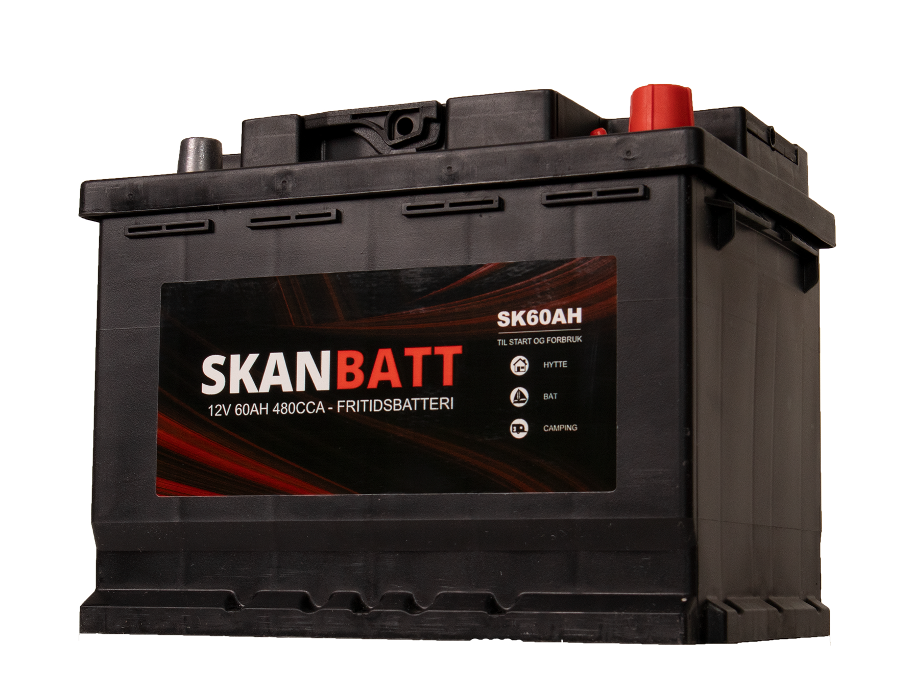 Skanbatt Fritidsbatteri 12V 60Ah 480Cca +Høyre shown in detail view