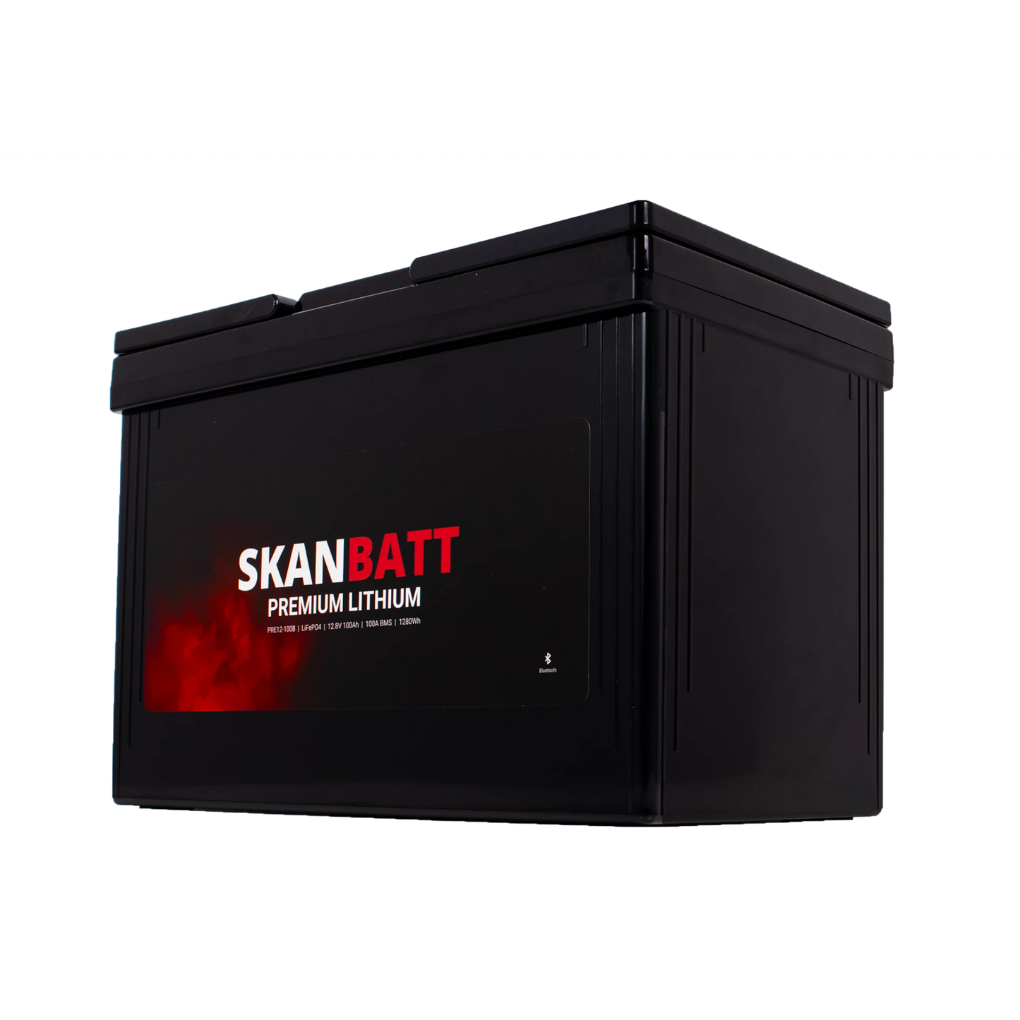SKANBATT Premium Lithium - 12V 100Ah 100A BMS - Bluetooth - 306x172x212mm - 8 Års garanti