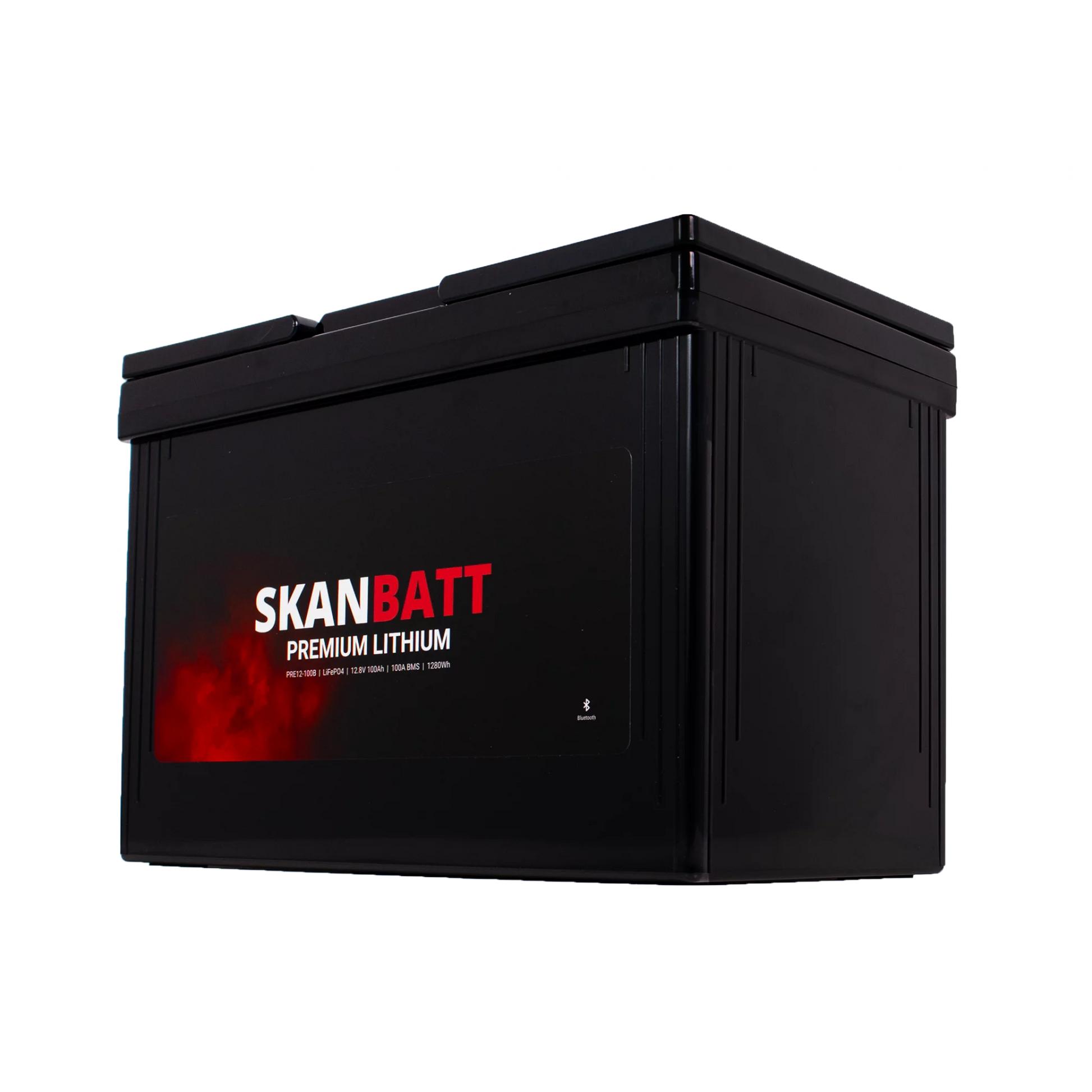 SKANBATT Premium Lithium - 12V 100Ah 100A BMS - Bluetooth - 306x172x212mm - 8 Års garanti