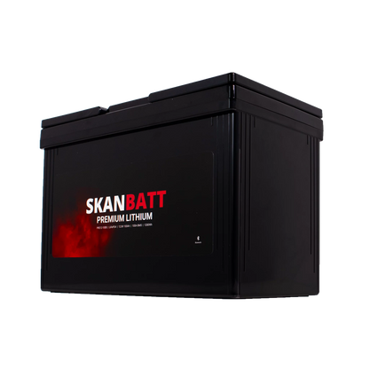 SKANBATT Premium Lithium - 12V 100Ah 100A BMS - Bluetooth - 306x172x212mm - 8 Års garanti