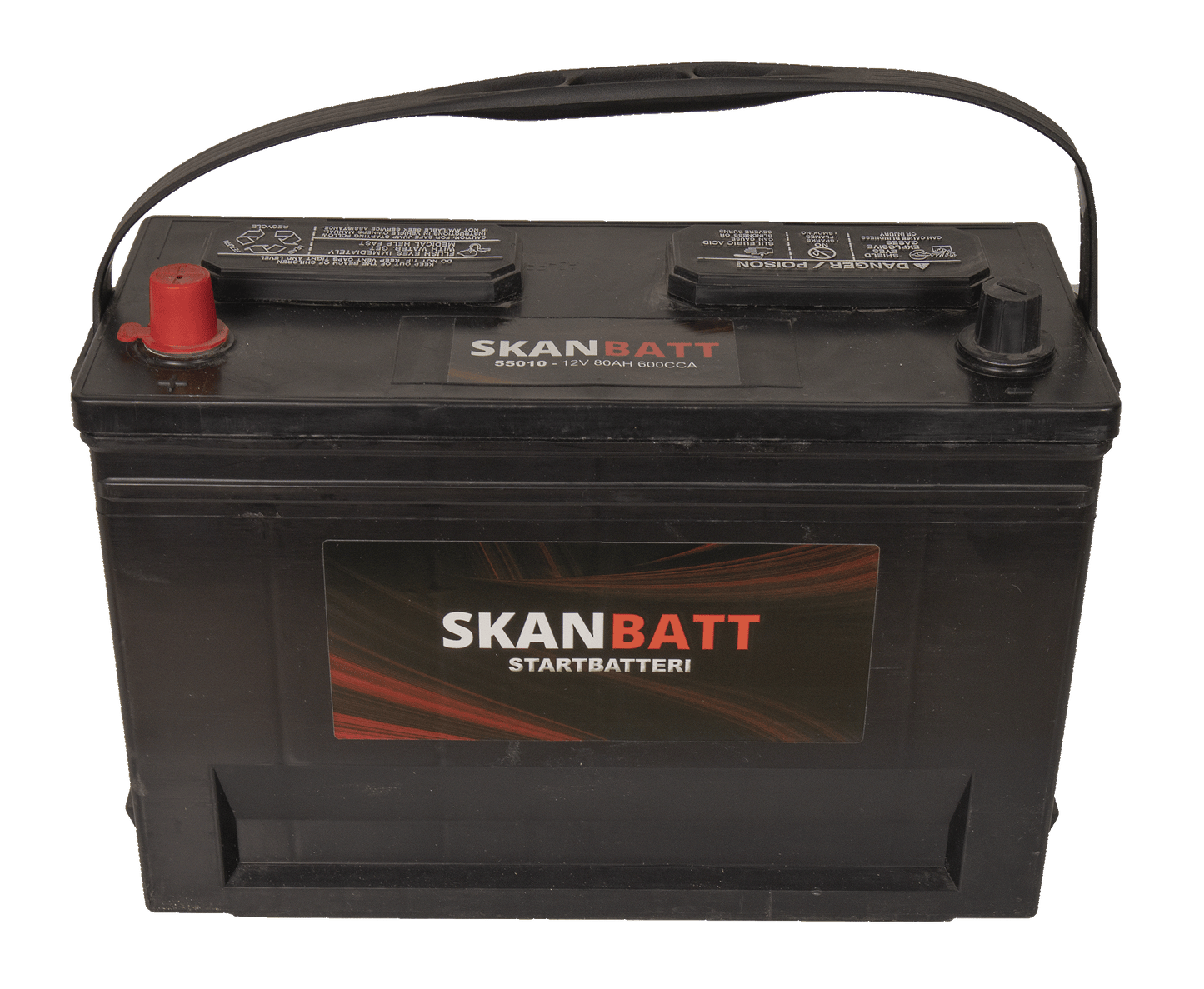 Skanbatt Mf50-600 Startbatteri 12V 80Ah 600Cca +Venstre label detail