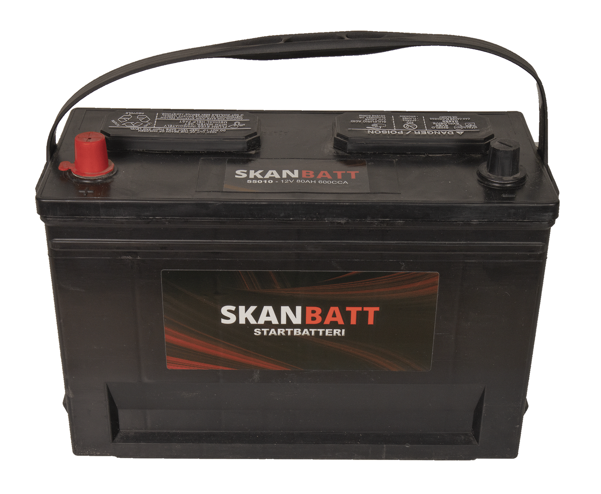 Skanbatt Mf50-600 Startbatteri 12V 80Ah 600Cca +Venstre label detail