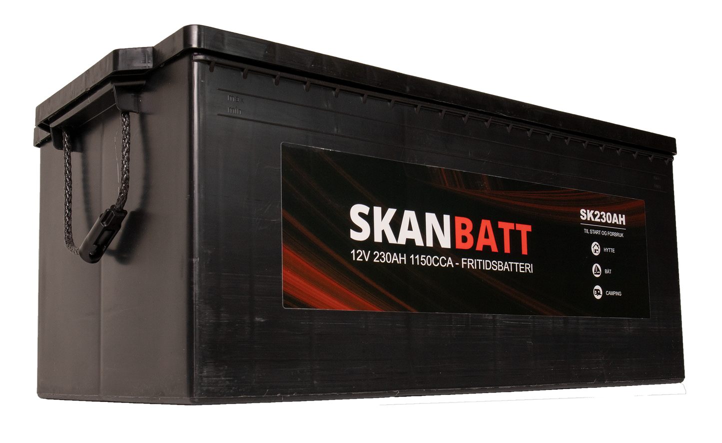 Skanbatt Fritidsbatteri 12V 230Ah 1150Cca +Venstre label detail