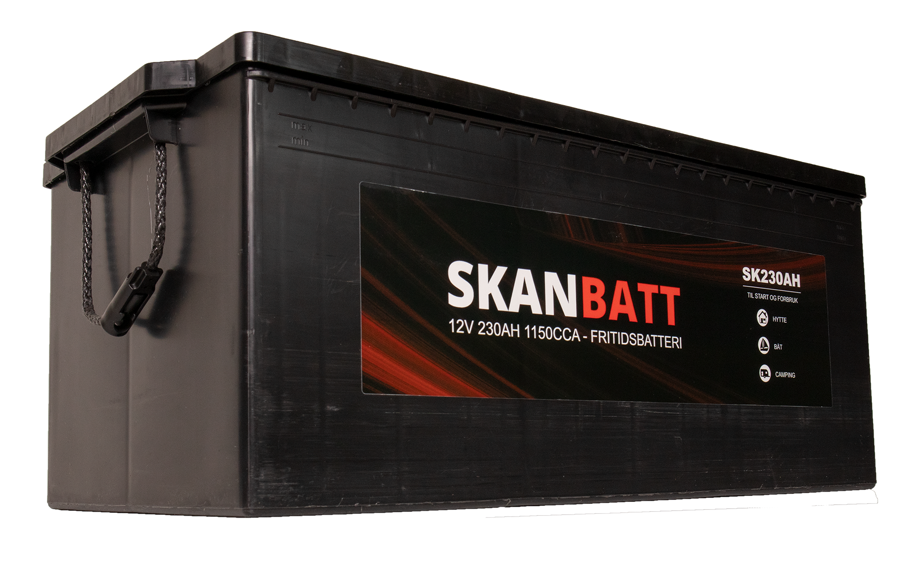 Skanbatt Fritidsbatteri 12V 230Ah 1150Cca +Venstre label detail