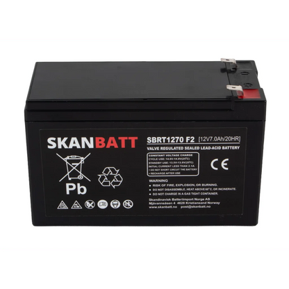 SKANBATT AGM Batteri 12V 7AH (151x65x94mm) F2