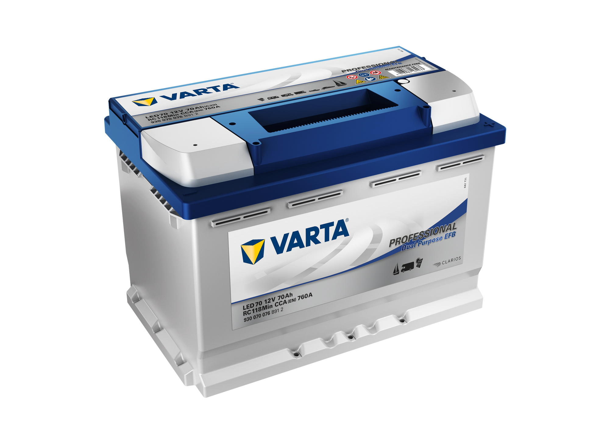 Varta Fritidsbatteri Efb Batteri 12V 70Ah 760Cca +Høyre Led70 shown in product view