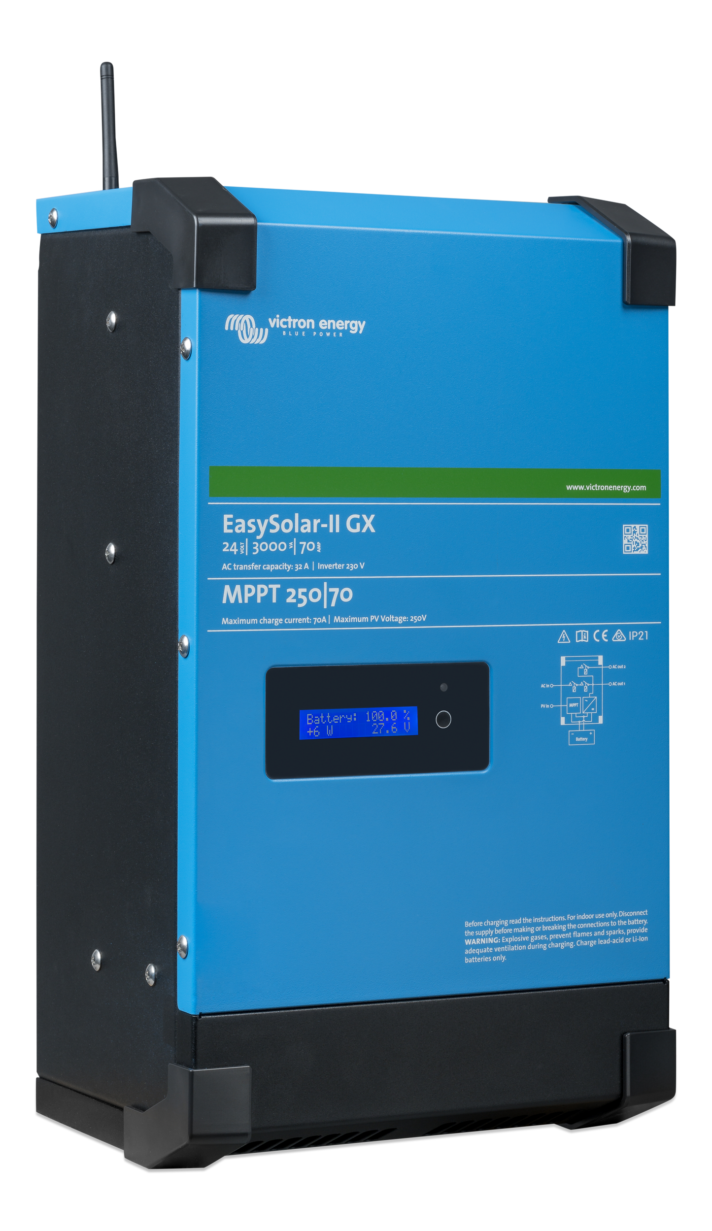 Victron Easysolar-Ii Gx 24/3000/70-32 Mppt 250/70 shown in detail view