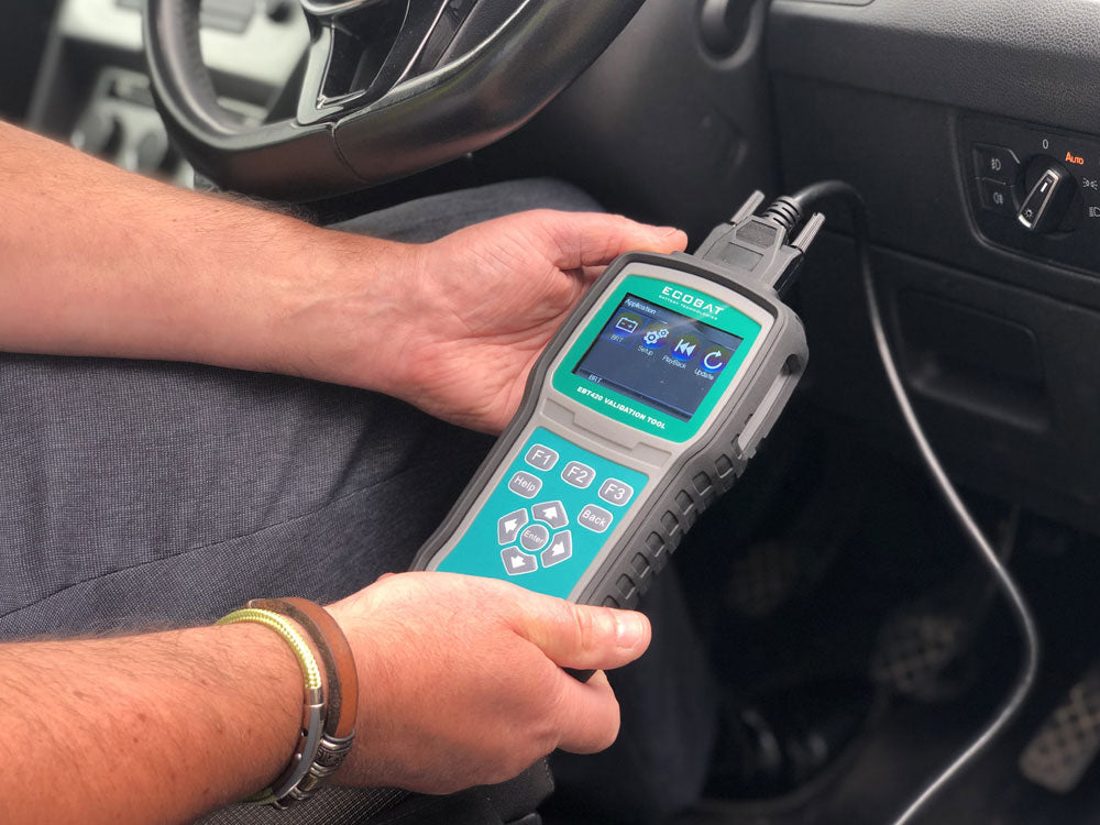 Ecobat Ebt420 Validation Tool - Batteriprogrammering shown in angle view
