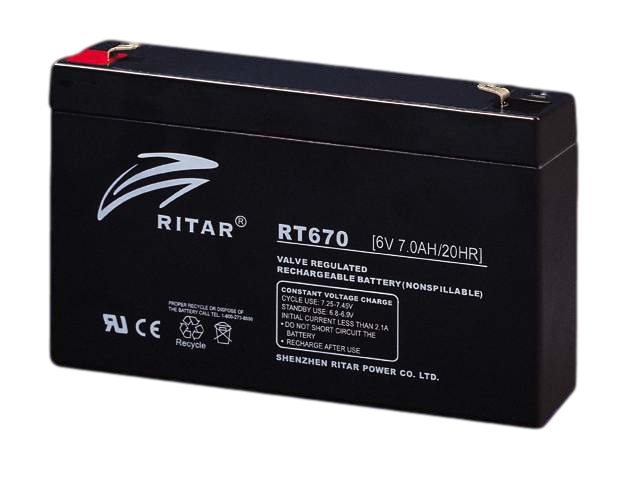 Ritar Agm Batteri 6V 7Ah F1 shown in product view