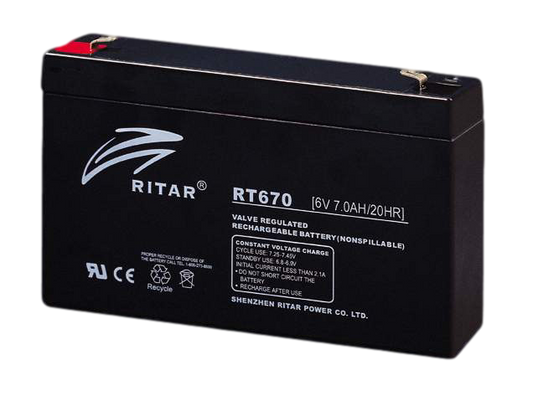 Ritar Agm Batteri 6V 7Ah F1 shown in product view