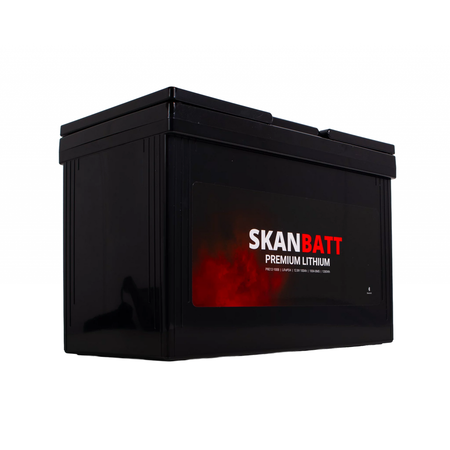 SKANBATT Premium Lithium - 12V 100Ah 100A BMS - Bluetooth - 306x172x212mm - 8 Års garanti