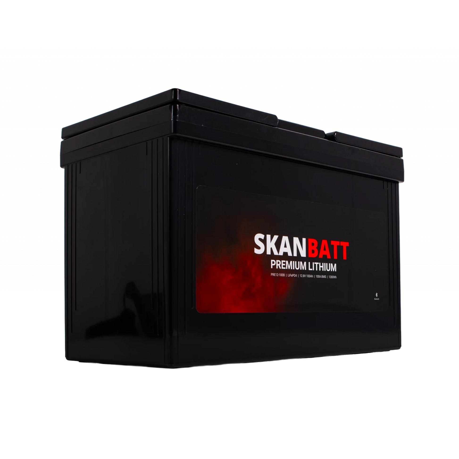 SKANBATT Premium Lithium - 12V 100Ah 100A BMS - Bluetooth - 306x172x212mm - 8 Års garanti