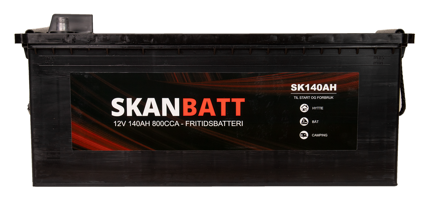 Skanbatt Fritidsbatteri 12V 140Ah 800Cca +Venstre shown in angle view