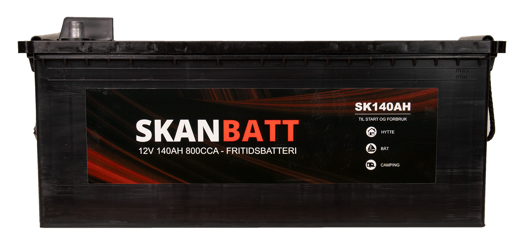Skanbatt Fritidsbatteri 12V 140Ah 800Cca +Venstre shown in angle view