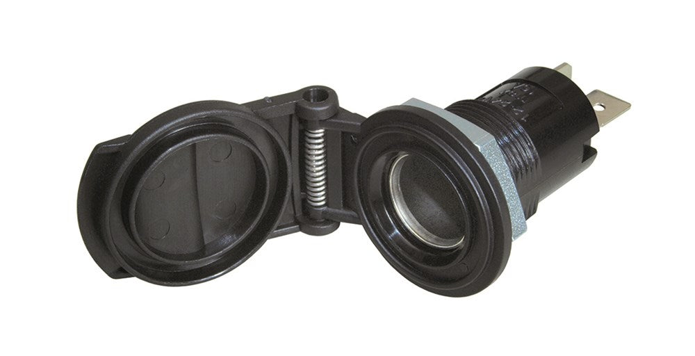 Din 12/24V Uttak For Innfelling M/Lokk Med Fjær 16A 12-24V Sort shown in product view