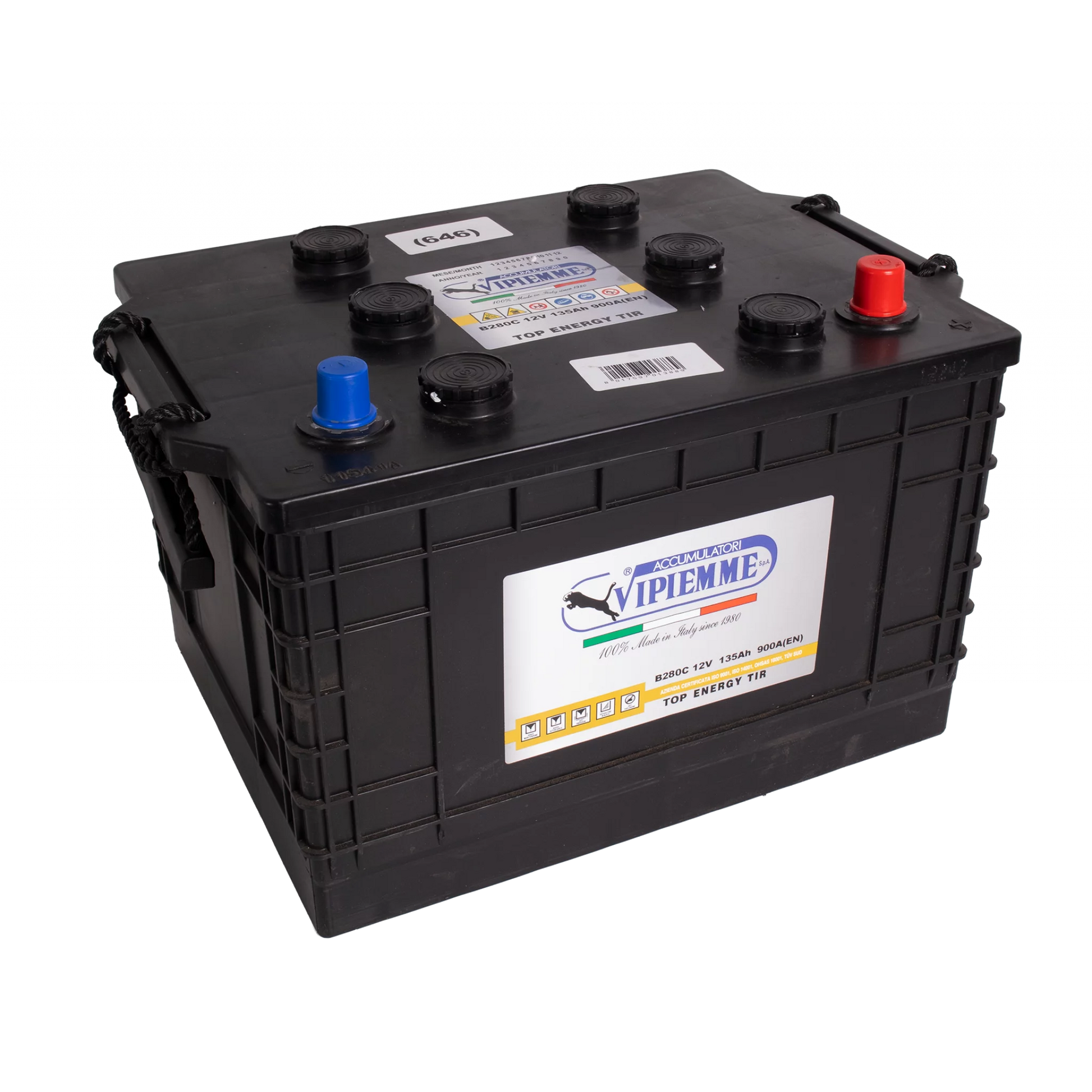 VIPIEMME Promotive Black Batteri 12V 145AH 900CCA (360x253x220/240mm) +höger J8 storlek