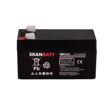 SKANBATT AGM Batteri 12V 1,3AH (97x43x52mm) F1