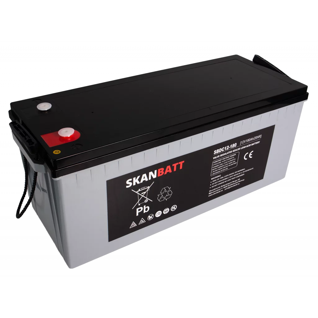 SKANBATT AGM Deep Cycle Batteri 12V 180AH C10 (530x209x219mm) +høyre