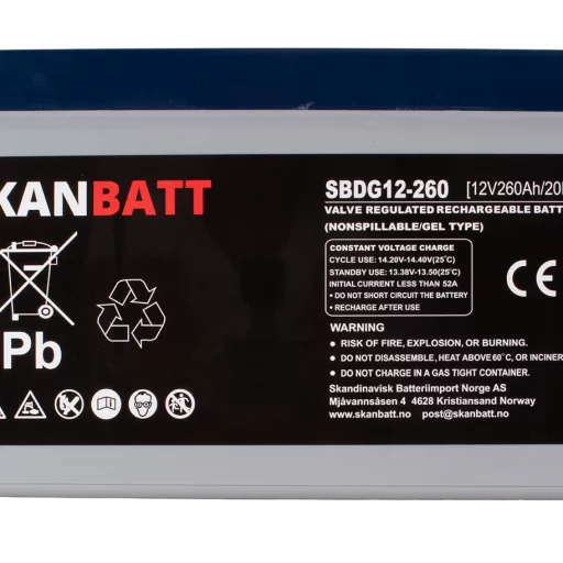 RITAR GEL Deep Cycle Batteri 12V 260AH (520x268x220mm) +höger