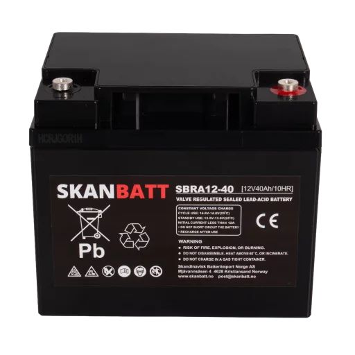 RITAR AGM Deep Cycle Batteri 12V 40Ah (198x166x171mm) +höger