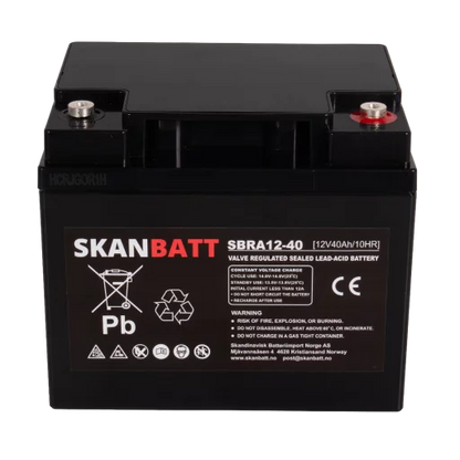 RITAR AGM Deep Cycle Batteri 12V 40Ah (198x166x171mm) +höger