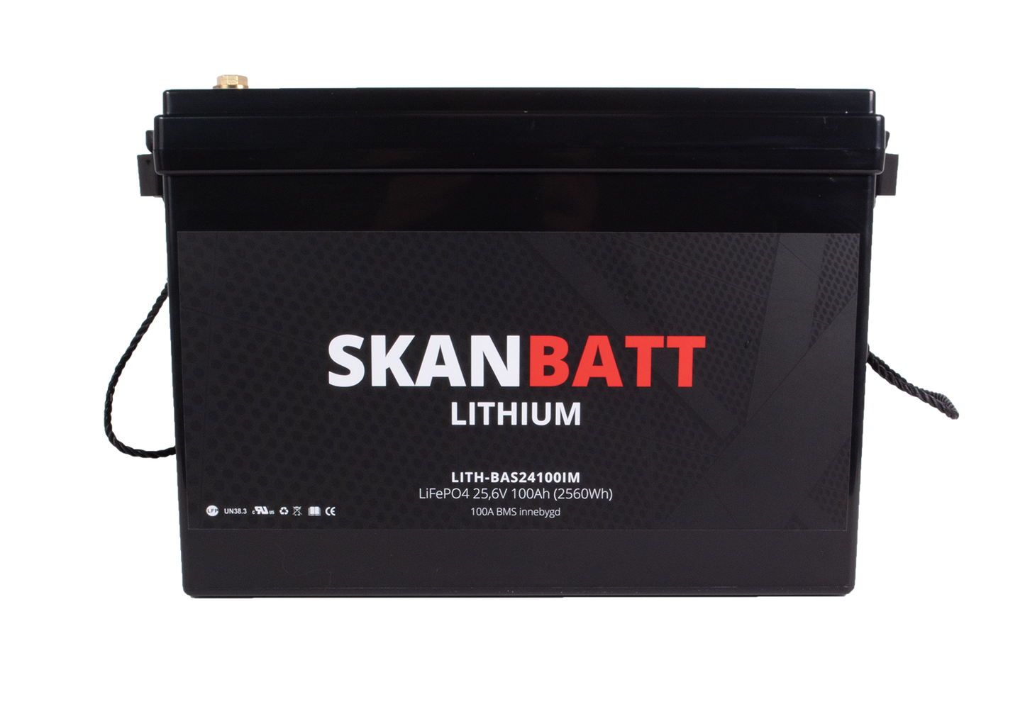 SKANBATT Base Lithium - 24V 100Ah 100A BMS - 330x175x220mm - 3 Års garanti shown in detail view