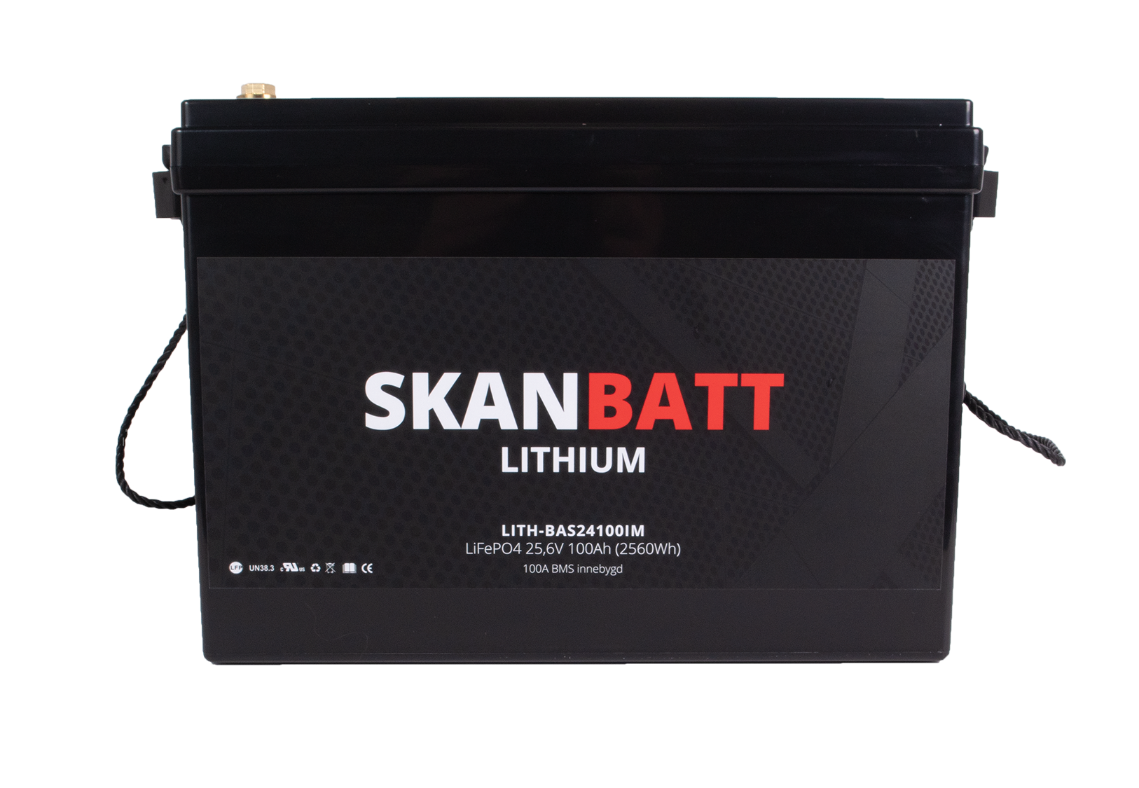 SKANBATT Base Lithium - 24V 100Ah 100A BMS - 330x175x220mm - 3 Års garanti shown in detail view