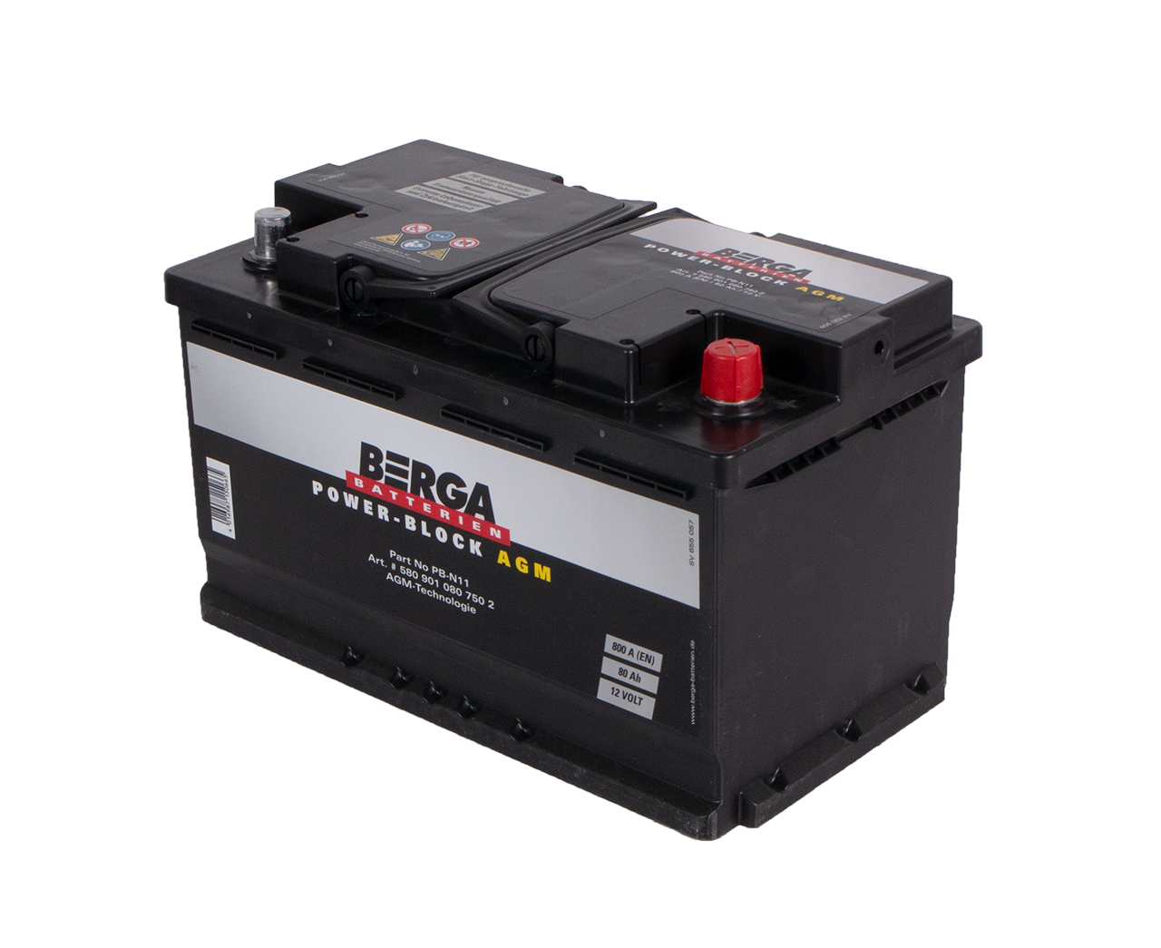 Berga Power Block Agm 12V 80Ah 800Cca shown in detail view