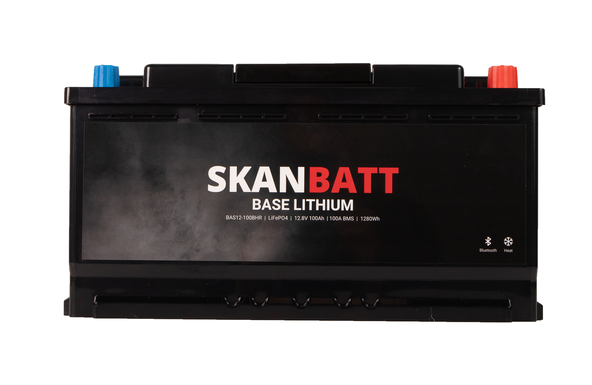 SKANBATT Base Lithium - 12V 100Ah 100A BMS - 355x175x190mm - Bluetooth - Heat - 3 Års garanti - Bobil shown in detail view